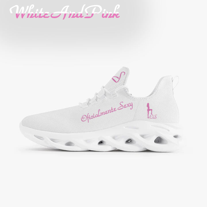 Spanish Oficialmente Sexy Solid Color Collection Bounce Mesh Knit Sneakers - Pink e778bc