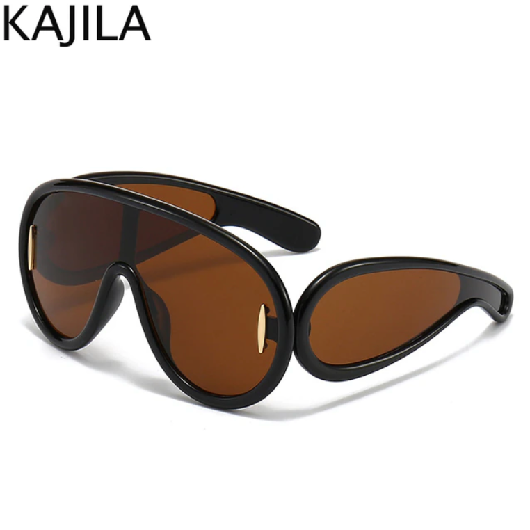 UV400 Black Brown Big Oversized Punk Sunglasses C 17