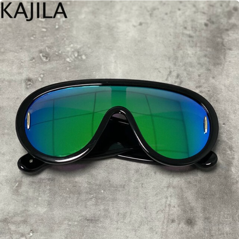 UV400 Black Green Film Oversized Punk Sunglasses C6