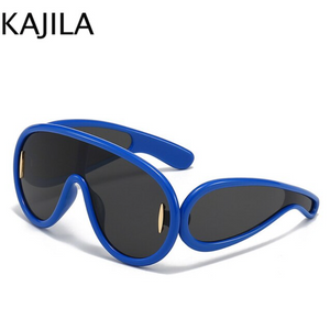 UV400 Blue Black Big Oversized Punk Sunglasses C9