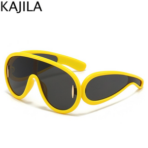 UV400 Yellow Black Big Oversized Punk Sunglasses C 19