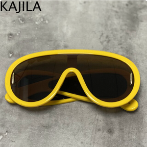 UV400 Yellow Brown Oversized Punk Sunglasses C3