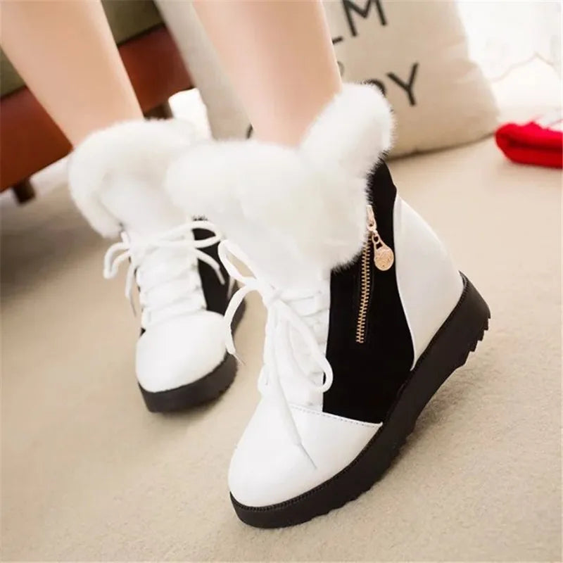 Women's White Thick Fur Winter Snow Boots 3