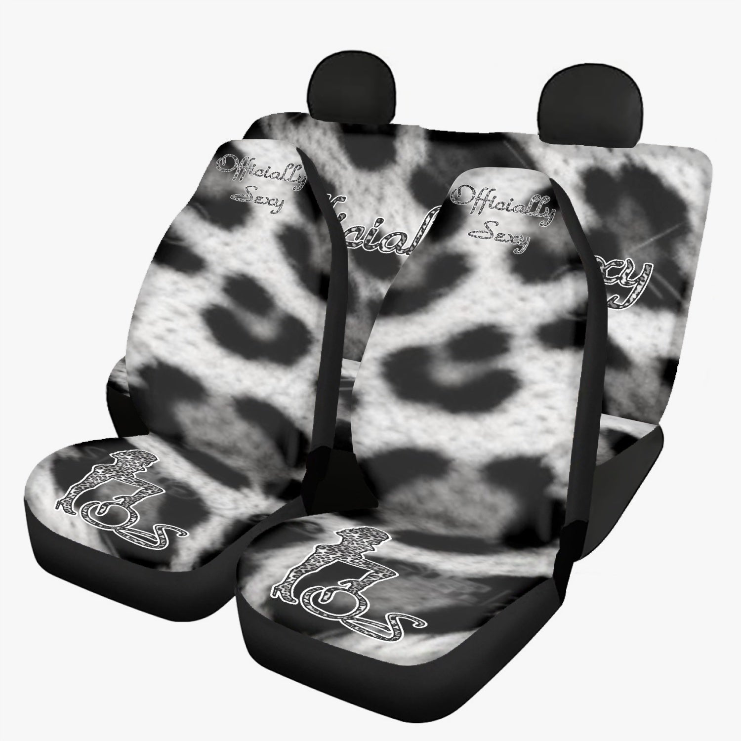 Officially Sexy Snow Leopard Print Collection Microfiber Car Seat Covers - 3Pcs