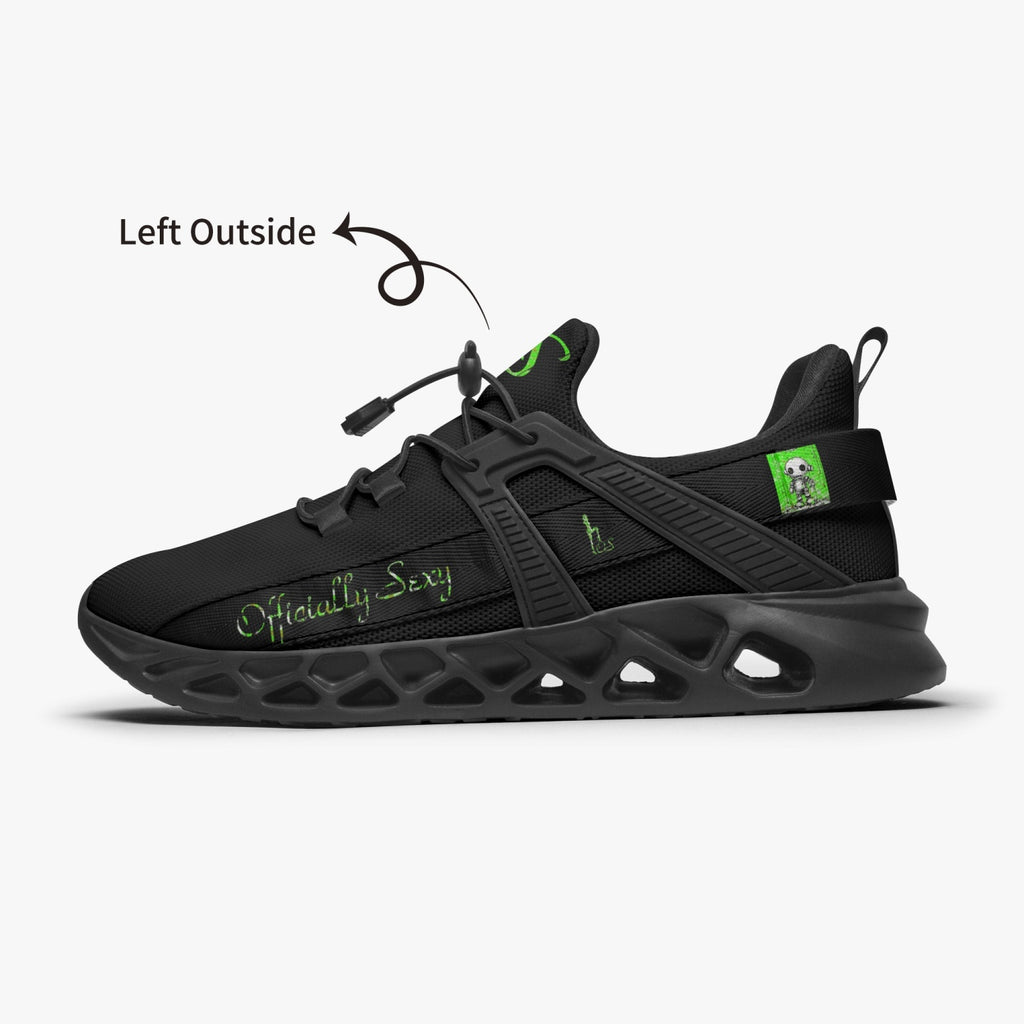 Officially Sexy Neon Green Creepy Boy Collection Black Unisex Mesh Running Shoes