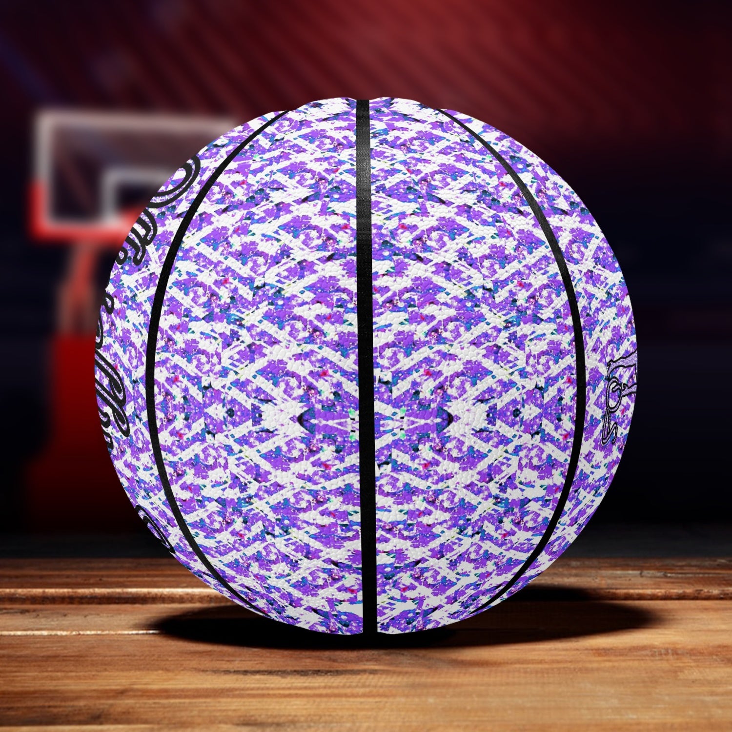 Officially Sexy Purple Floating Hearts Collection Eight Panel Printed Basketball