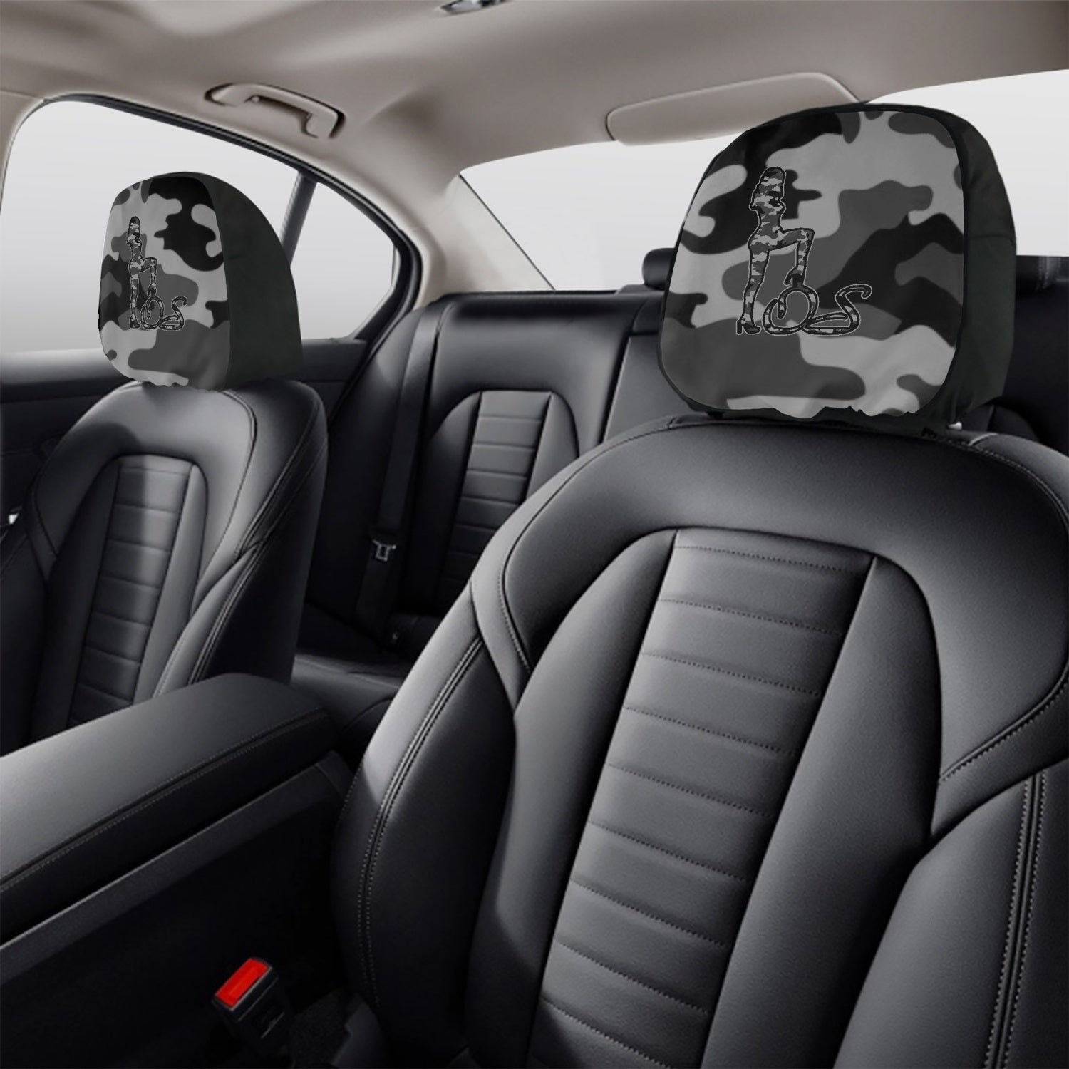 Officially Sexy Grey Army Camouflage Collection  2-pcs Car Headrest Covers