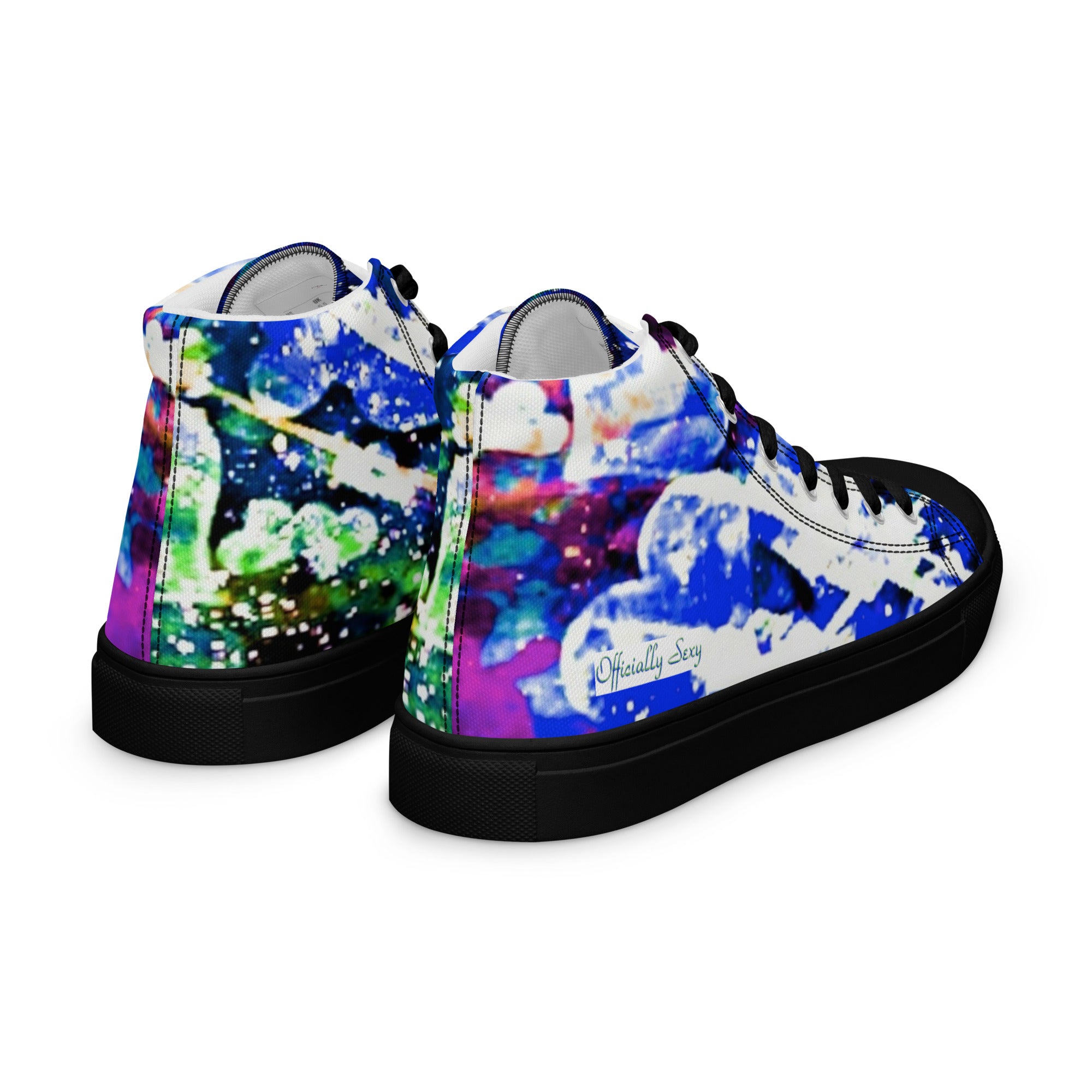 Officially Sexy Blue Floating Hearts Collection Women’s high top canvas shoes
