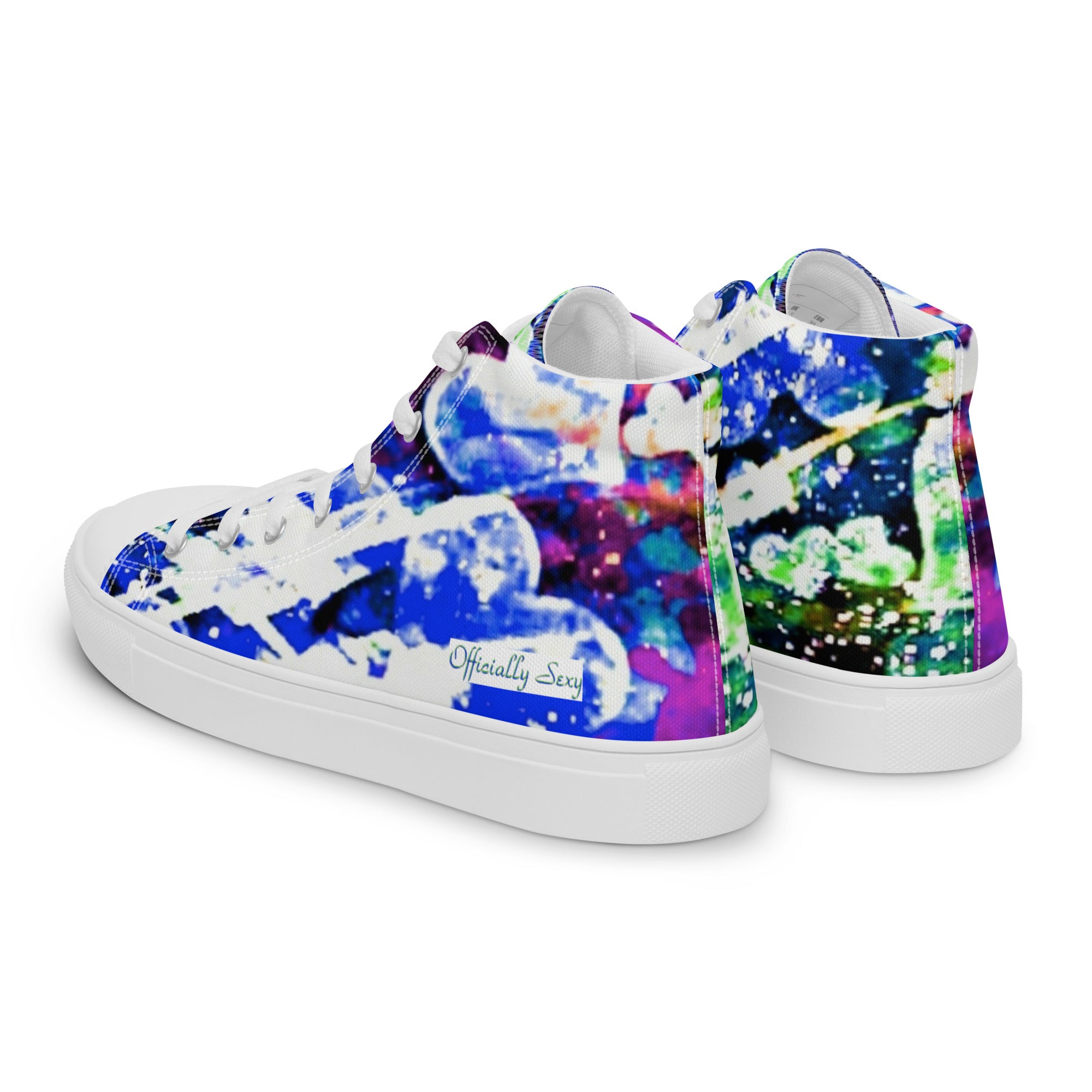 Officially Sexy Blue Floating Hearts Collection Women’s high top canvas shoes