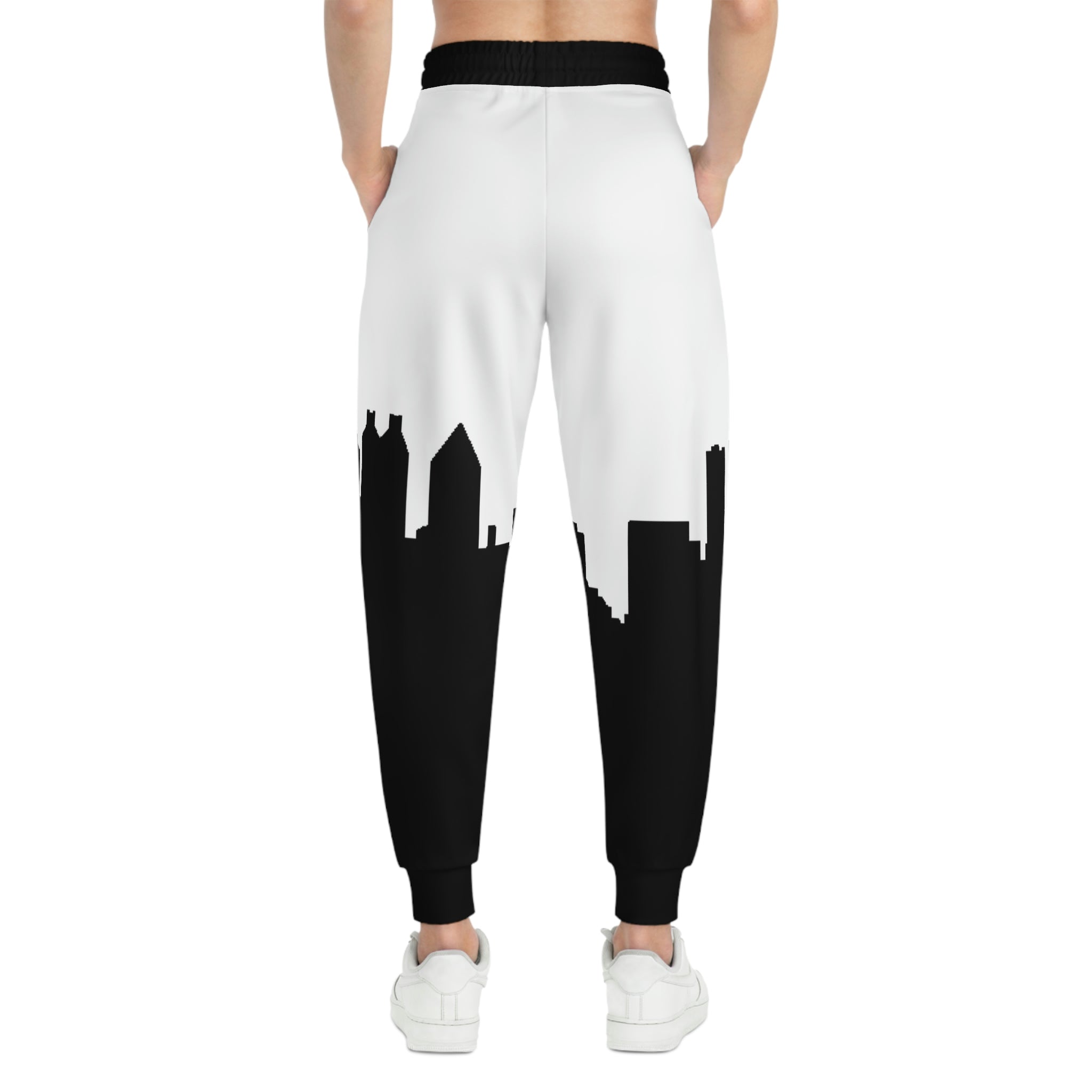 Officially Sexy White & Black Skyline Unisex Athletic Joggers (AOP)