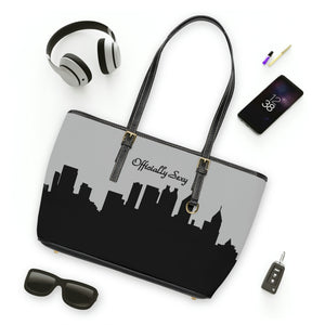Officially Sexy Light Grey Skyline PU Leather Shoulder Bag