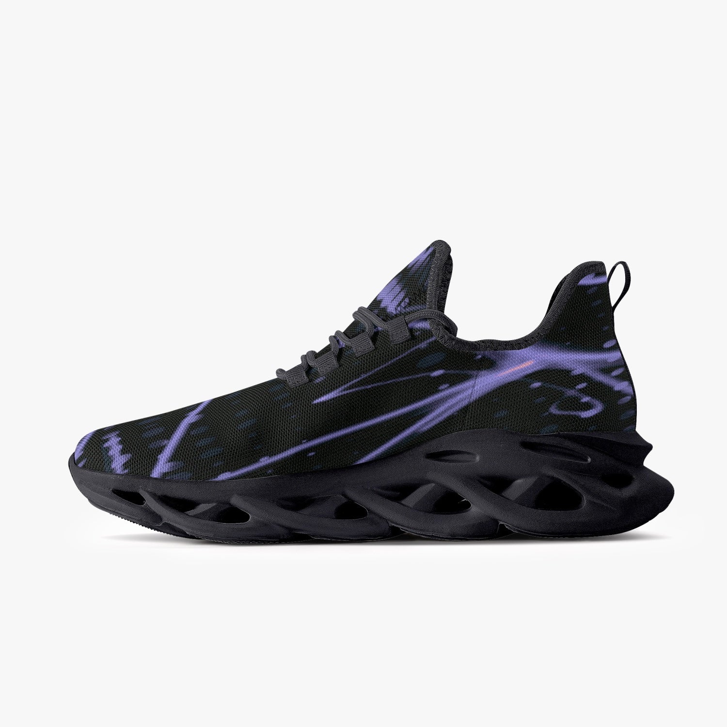 Purple Laser Mesh Knit Bounce Sneakers - Black