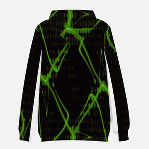 Officially Sexy Green & Black Laser Print Round Collar Hoodie 1.0