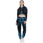 Officially Sexy Baby Blue & Black Laser Cropped Zip Up Lounge Set
