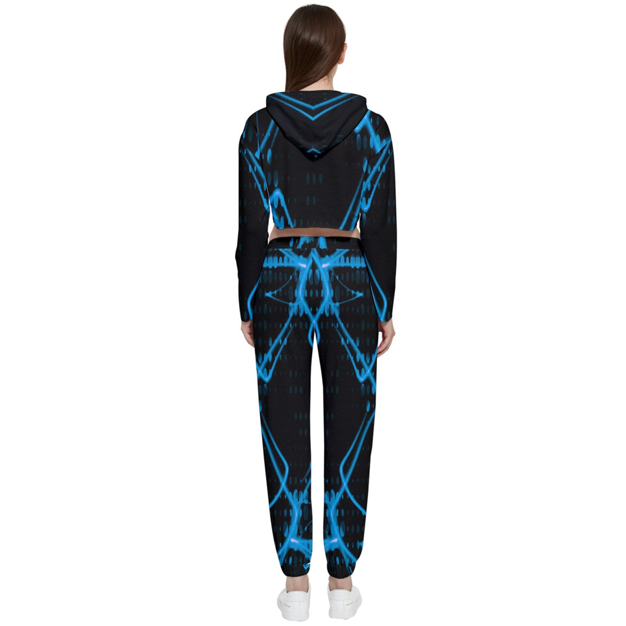 Officially Sexy Baby Blue & Black Laser Cropped Zip Up Lounge Set