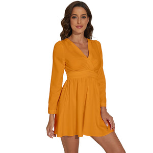 Officially Sexy Skyline Collection Long Sleeve V-Neck Chiffon Dress