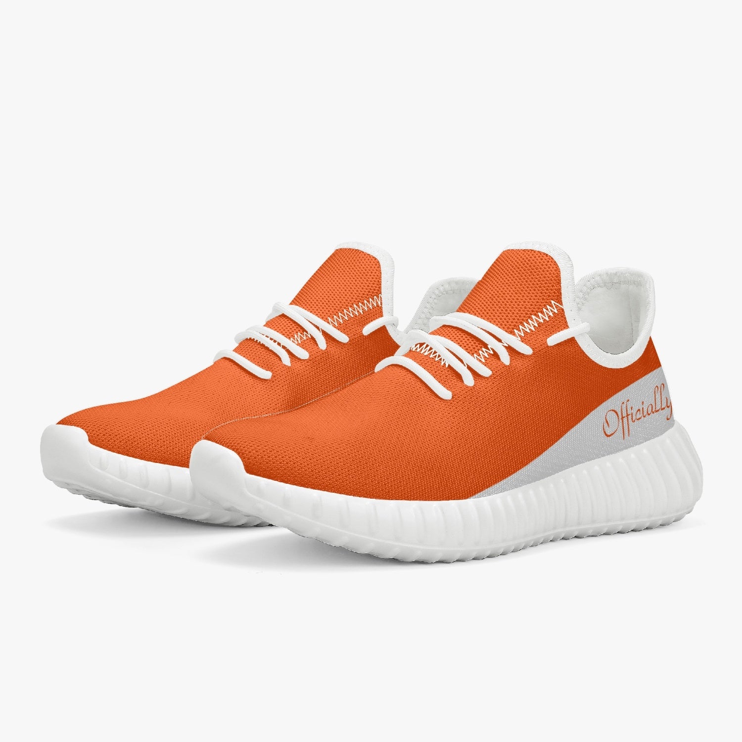 Officially Sexy Orange & White Laser Mesh Knit Sneakers - With White or Black Sole