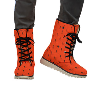 Officially Sexy Orange Laser Collection Logo With Girl Plush Boots