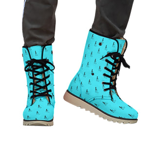 Officially Sexy Turquoise & Black Skyline Collection Plush Boots