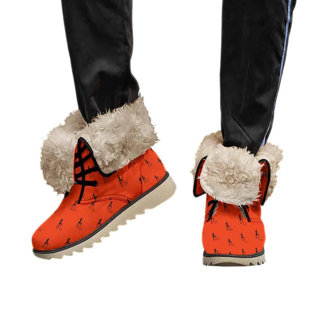 Officially Sexy Orange Laser Collection Logo With Girl Plush Boots