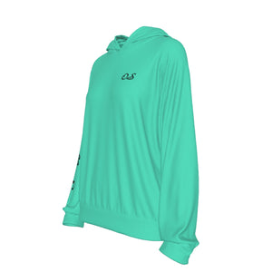 Officially Sexy Turquoise Green Women's Casual Hoodie With Black Logos