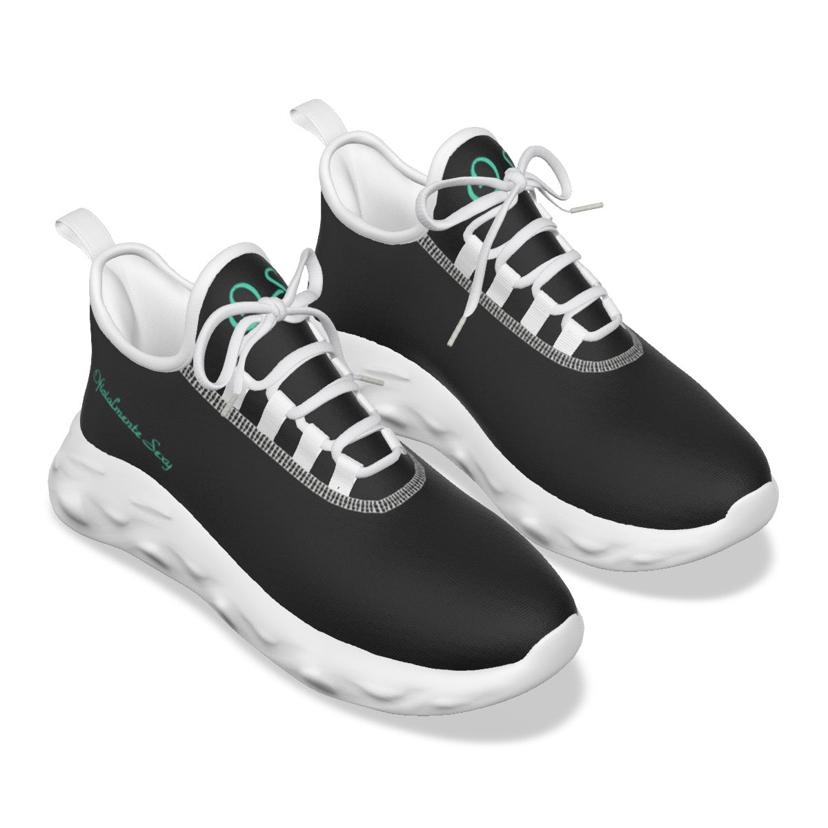 Oficialmente Sexy Black Women's Light Sports Shoes With Turquoise Green Logos