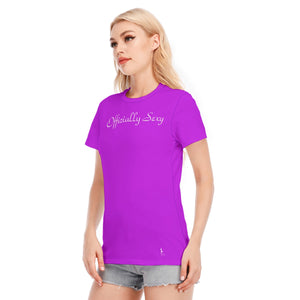 👚 Officially Sexy Colors Collection Women's Deep Magenta & White Round Neck T-Shirt | 190GSM Cotton Color #BD10E0 👚