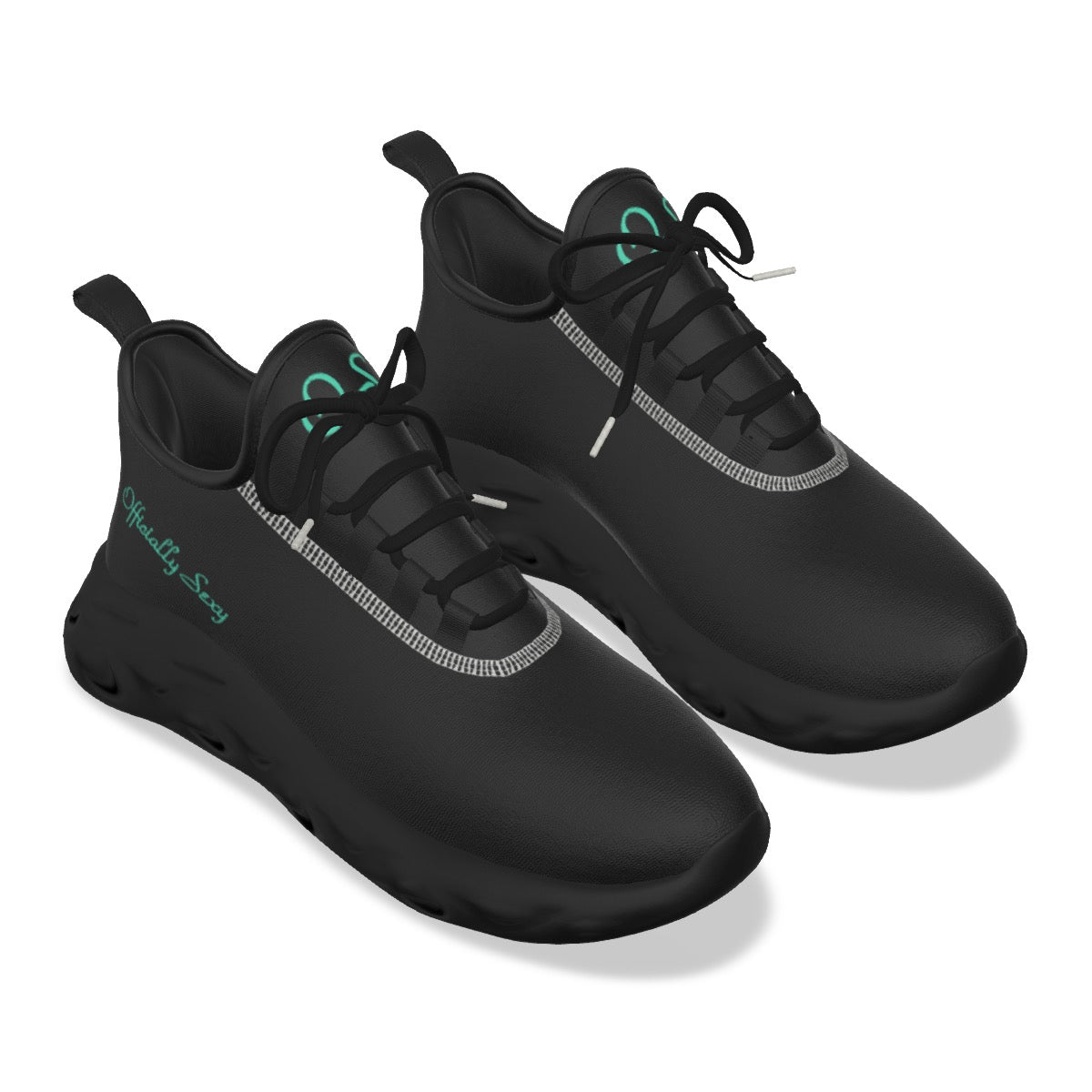 Officially Sexy Black Light Sports Shoes. & Turquoise Green Logo