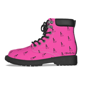 Officially Sexy Neon Pink & Black Skyline Women's Short Boots