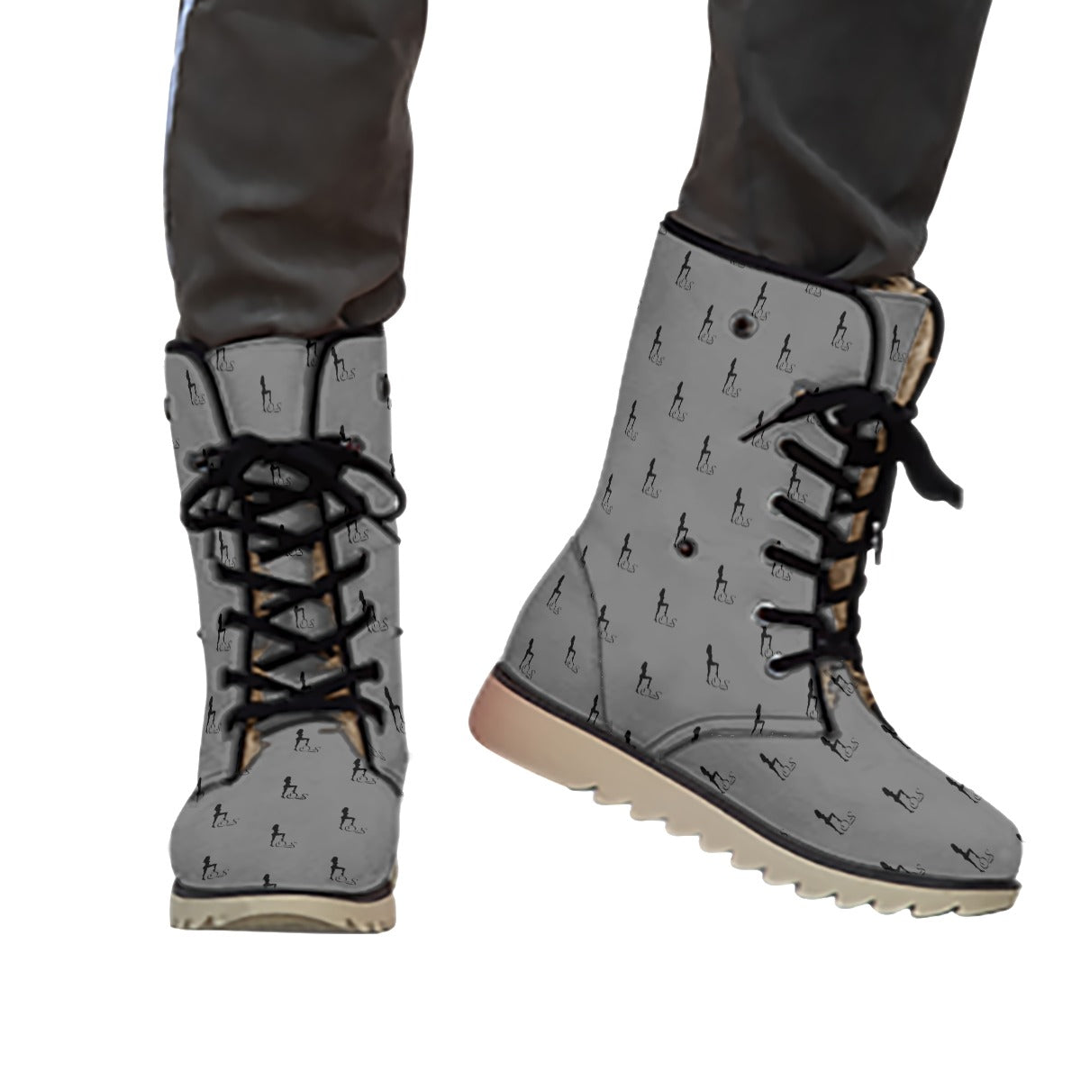 Officially Sexy Dark Grey & Black Skyline Collection Plush Boots