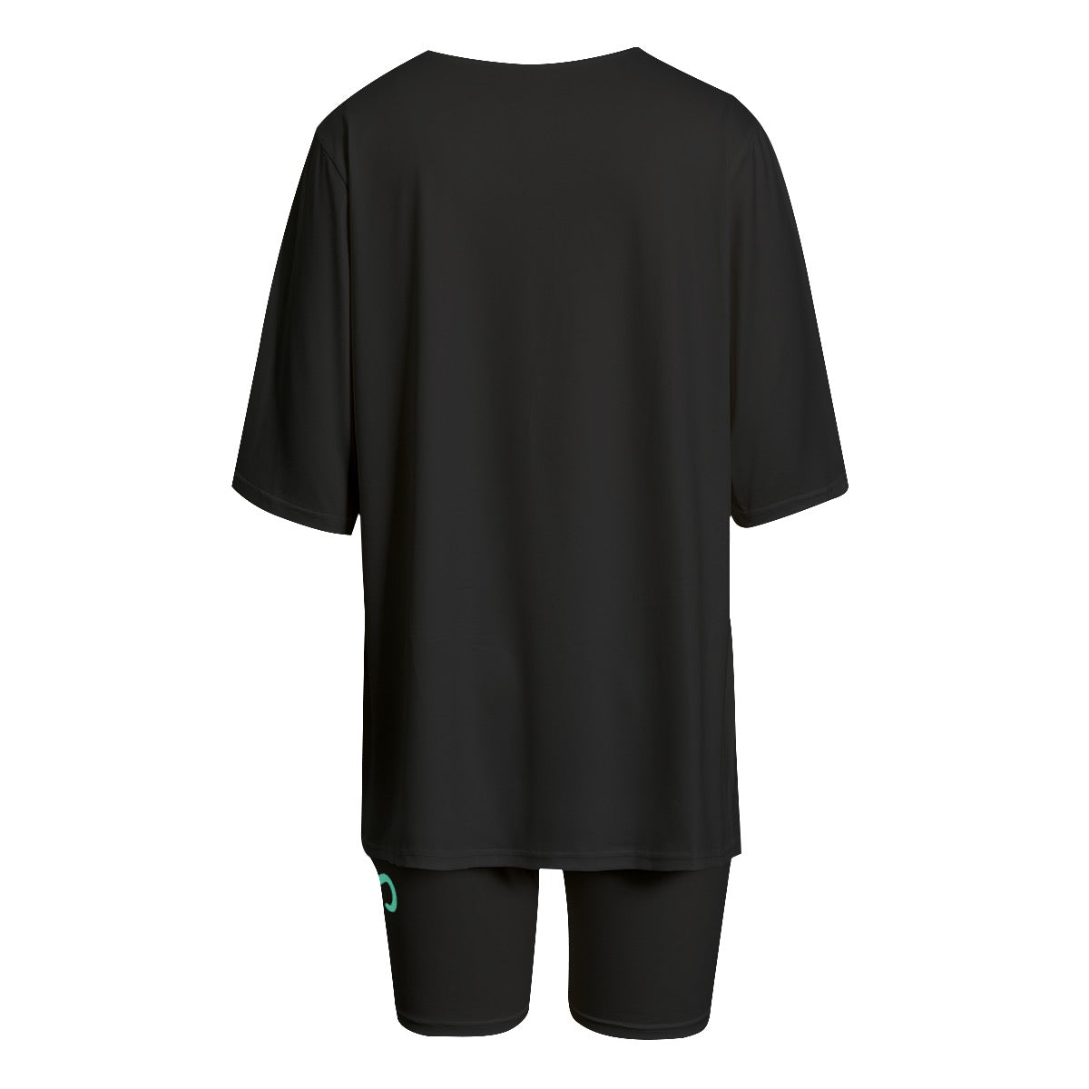 Officially Sexy Black Women's T-shirt Set With Short Sleeves and Turquoise Green Logos