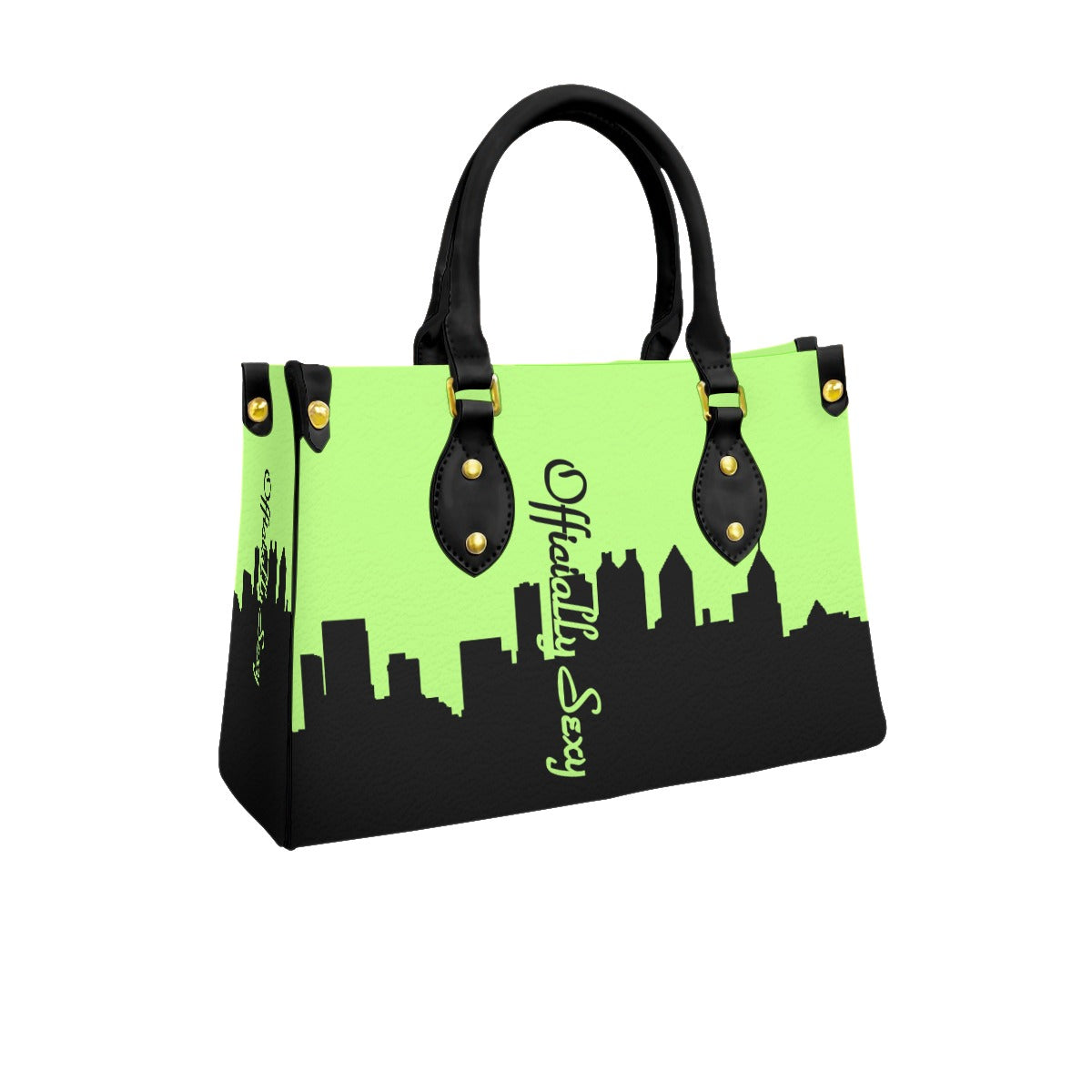 Officially Sexy Neon Green & Black Skyline Collection Women's Tote Bag