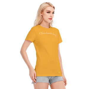 👚 Oficialmente Sexy Colors Collection Light Orange With White Logo Women's Round Neck T-shirt Color #F5A623 👚