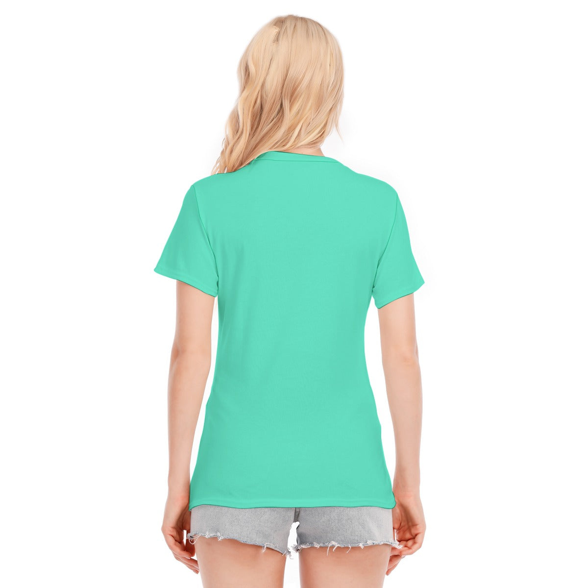 👚 Oficialmente Sexy Turquoise Green With White Logo Women's Round Neck T-Shirt | 190GSM CottonColor #50E3C2 👚