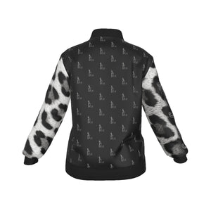 Officially Sexy Snow Leopard Collection Women's White Girl on OS Logo All Over Jacket With Large Print Sleeves (English) #5