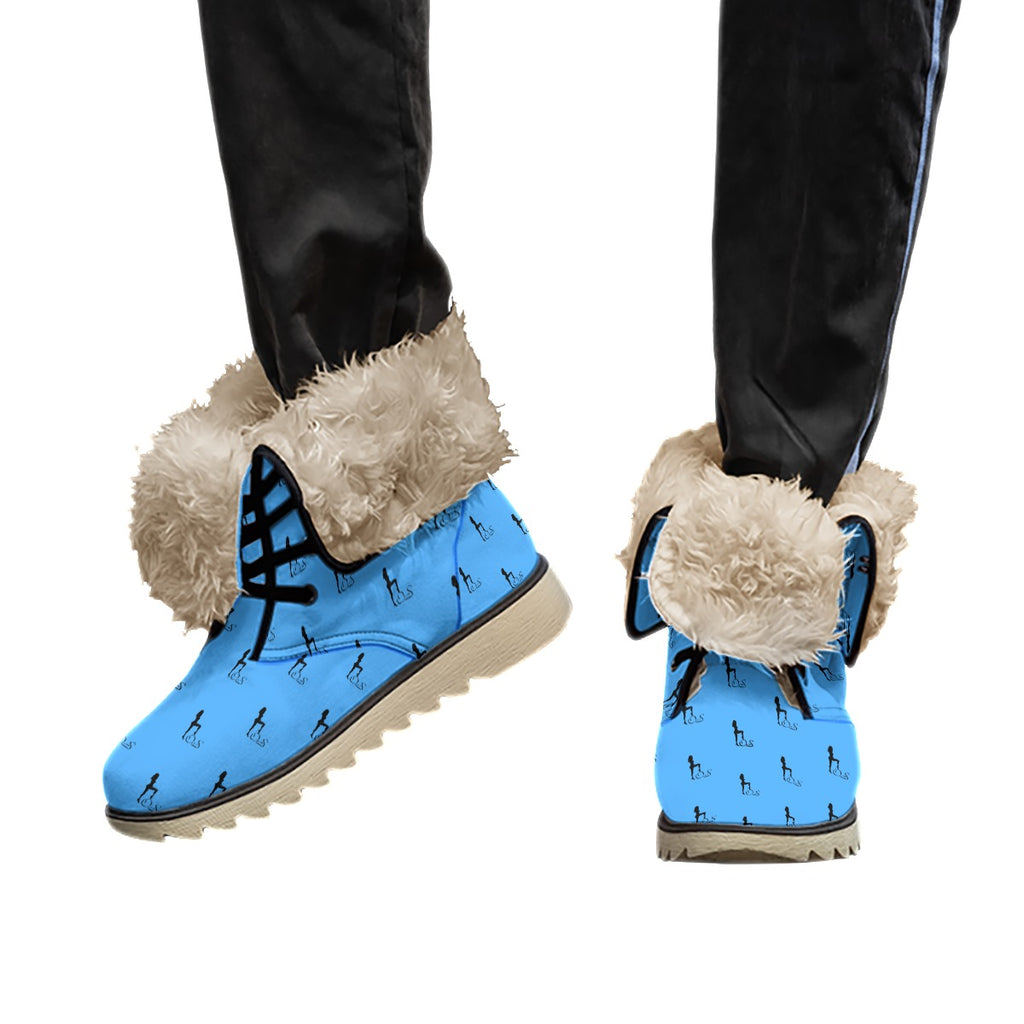 Officially Sexy Baby Blue Laser Logo With Girl Collection Women's Plush Boots
