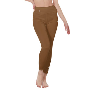 👖 Oficialmente Sexy Colors Collection Cocoa Brown With White Logo Women's High Waist Leggings Color #8B572A 👖