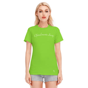 👚 Oficialmente Sexy Colors Collection Yellow Green With White Logo Women's Round Neck T-Shirt | 190GSM Cotton Color #7ED321 👚
