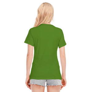 👚 Officially Sexy Atlantis Green With White Logo Women's Round Neck T-Shirt | 190GSM Cotton Color #417505 👚