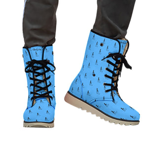 Officially Sexy Baby Blue Laser Logo With Girl Collection Women's Plush Boots