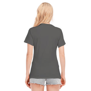 👚 Oficialmente Sexy Charcoal With White Logo Women's Round Neck T-Shirt | 190GSM Cotton Color #4A4A4A 👚