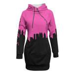 Officially Sexy Neon Pink & Black Skyline Collection Women's Pullover Hoodie Dress