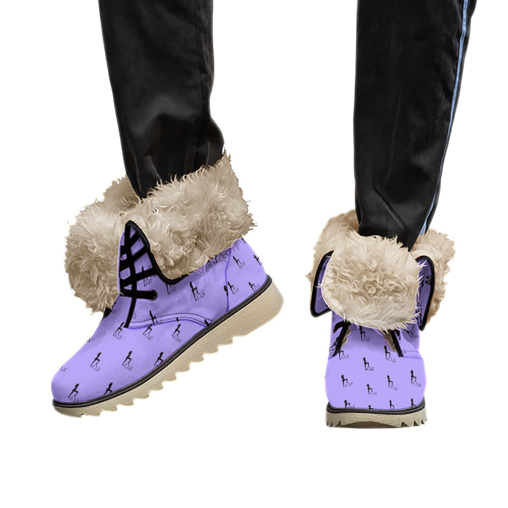 Officially Sexy Purple Laser Collection Logo With Girl Women's Plush Boots