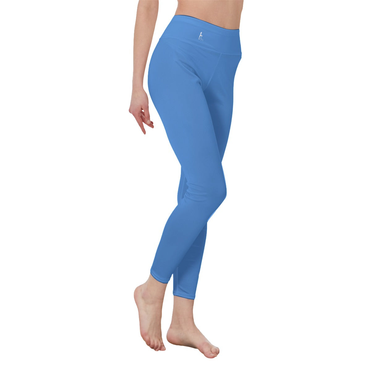 👖 Oficialmente Sexy Colors Collection Cornflower Blue With White Logo Women's High Waist Leggings Color #4A90E2 👖