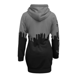 Officially Sexy Dark Grey & Black Skyline Collection Women's Pullover Hoodie Dress