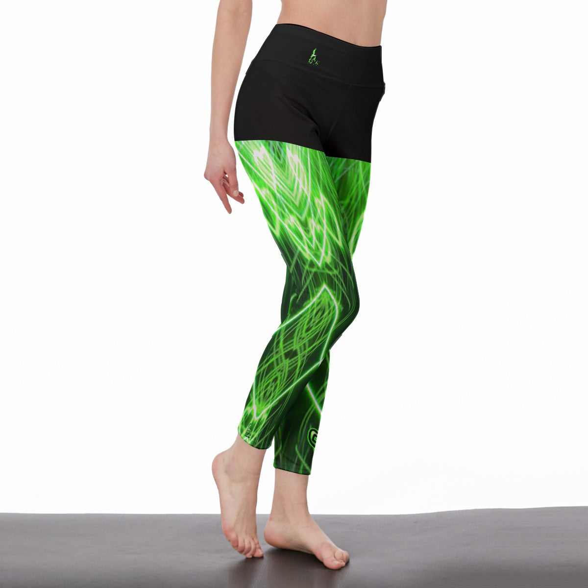 Oficialmente Sexy Neon Green Laser Hearts Collection High Waist Booty Popper Leggings