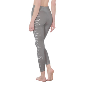 👖 Oficialmente Sexy Colors Collection Nobel Grey With White Logo Women's High Waist Leggings Color #9B9B9B 👖