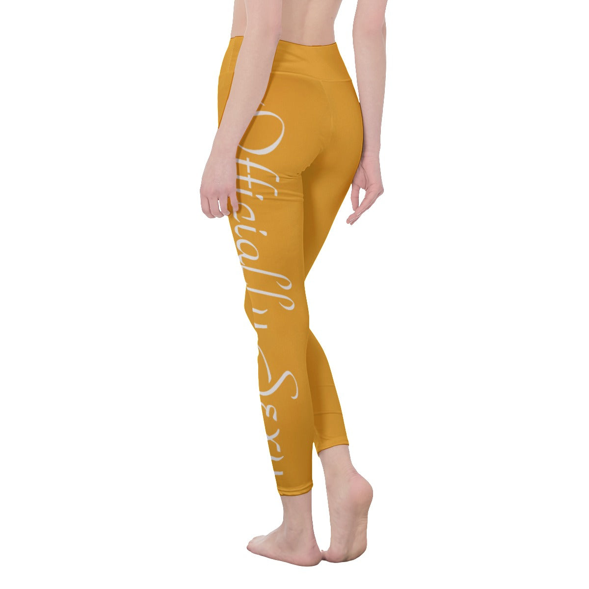 👖 Officially Sexy Colors Collection Light Orange With White Logo Women's High Waist Leggings Color #F5A623 👖