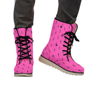 Officially Sexy Neon Pink & Black Skyline Collection Women's Plush Boots