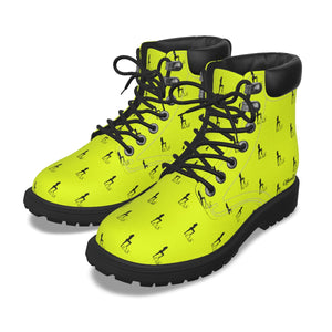 Officially Sexy Neon Yellow & Black Skyline Women's Short Boots